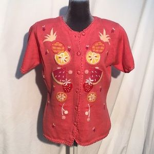 🌼Vintage🌼 Embroidered fruit sweater size small